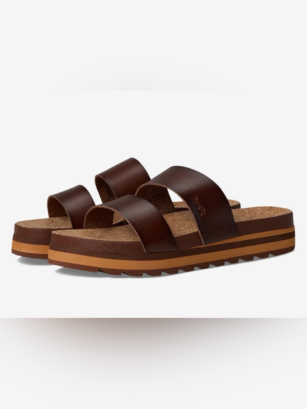 Sanuk Alt-itudeTan Triple-Strap Platform Slide Sandal in Color Espresso